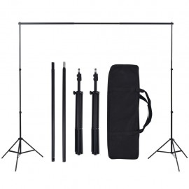 Photo studio set with softbox lights, backgrounds and a reflector
