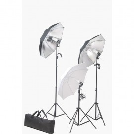 Photo studio kit with set of lights, background and reflector
