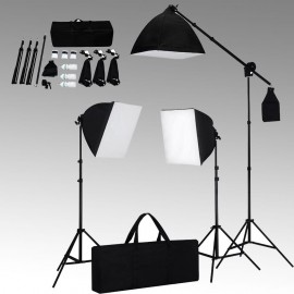 Photo studio kit with softbox spotlights and backdrop